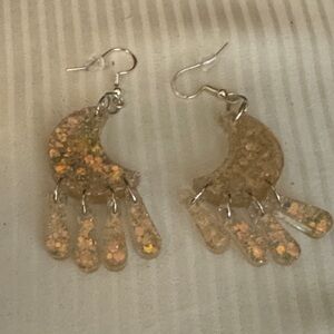 Gold and Silver half a moon gold glitter Dangle Earrings